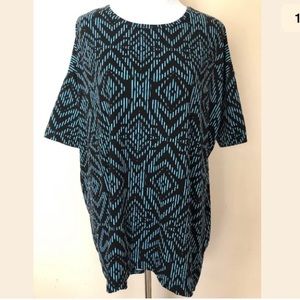 LuLaRoe Irma Black Blue Tunic Blouse M